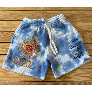 NEW MBM Let There Be Light Sweat Shorts Size Small Men’s Blue Tie Dye